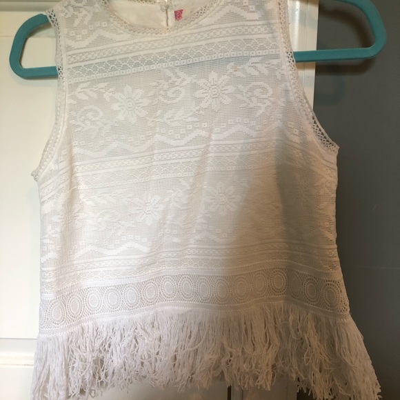 White Chelsea & Violet Lace and Fringe Top - Picture 3 of 3